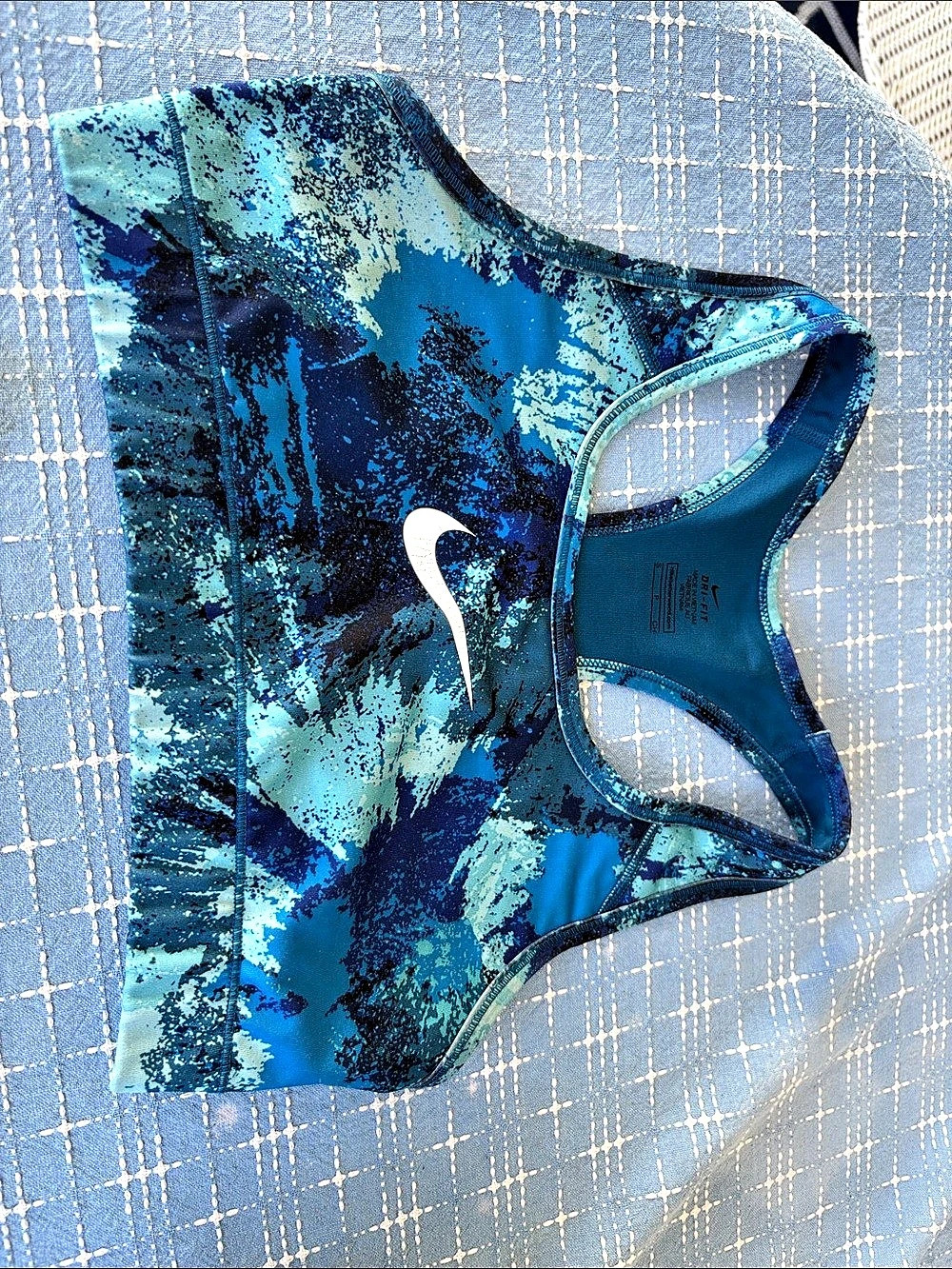 Nike Abstract Athletic Sports Bra Top in Blue